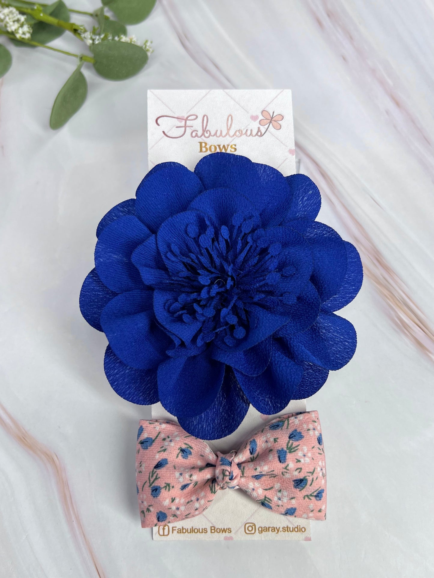Soft Chiffon Flowers Babies Headband Bows with Stylish Bow Tie - Set of Two