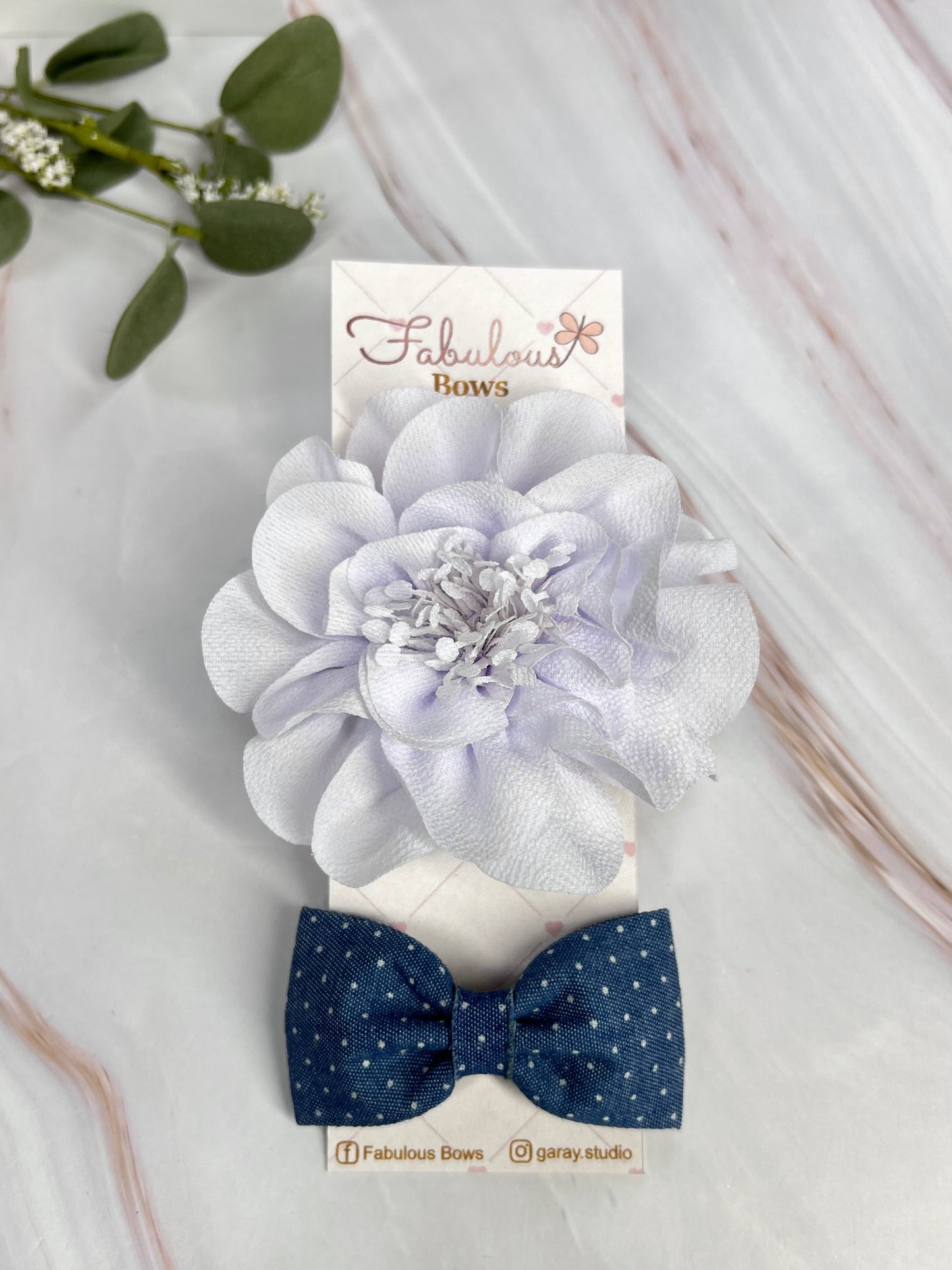 Soft Chiffon Flowers Babies Headband Bows with Stylish Bow Tie - Set of Two