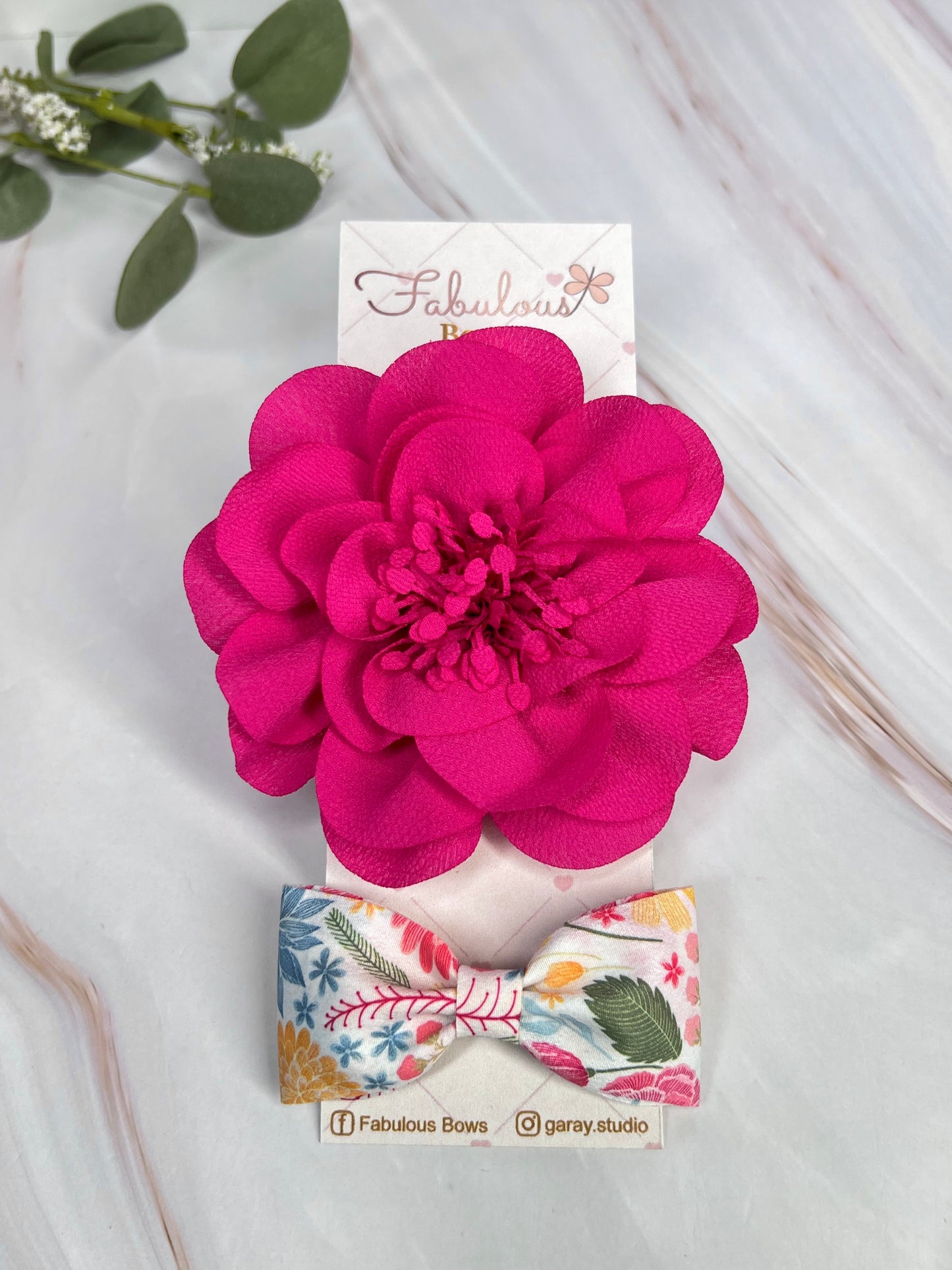 Soft Chiffon Flowers Babies Headband Bows with Stylish Bow Tie - Set of Two