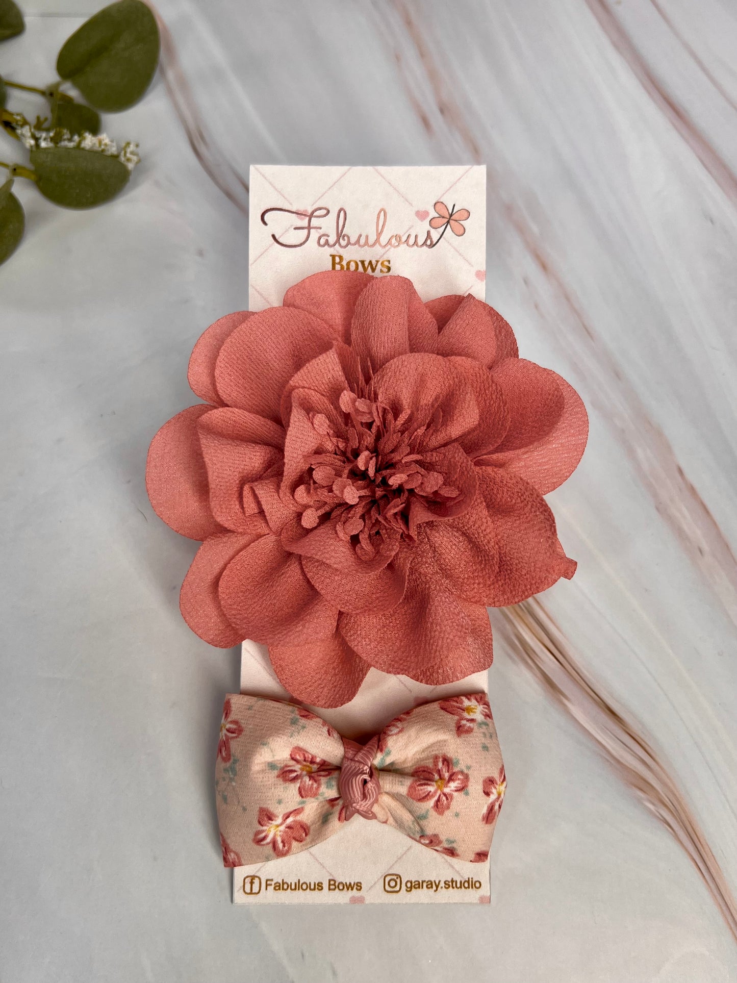 Soft Chiffon Flowers Babies Headband Bows with Stylish Bow Tie - Set of Two