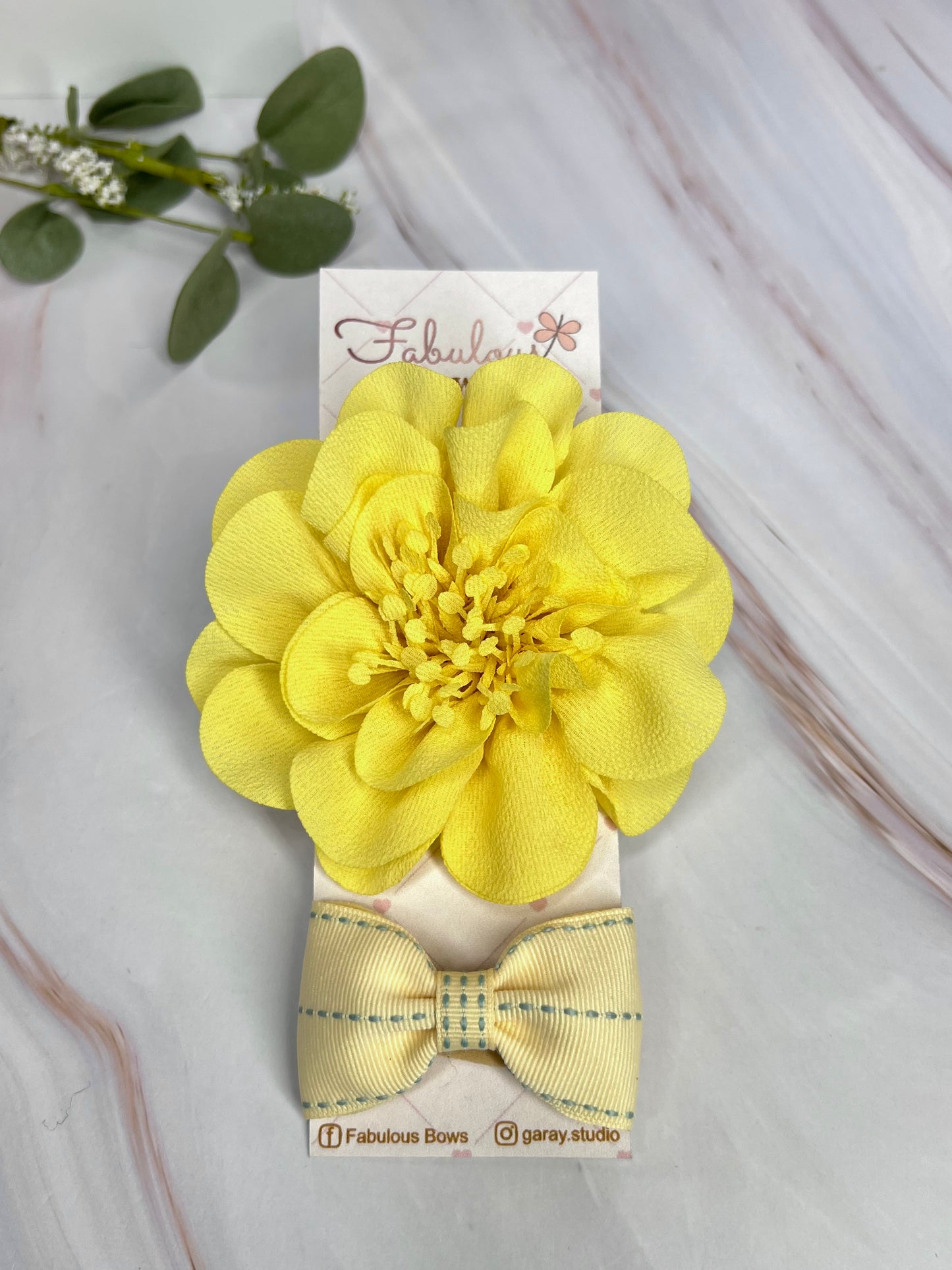 Soft Chiffon Flowers Babies Headband Bows with Stylish Bow Tie - Set of Two