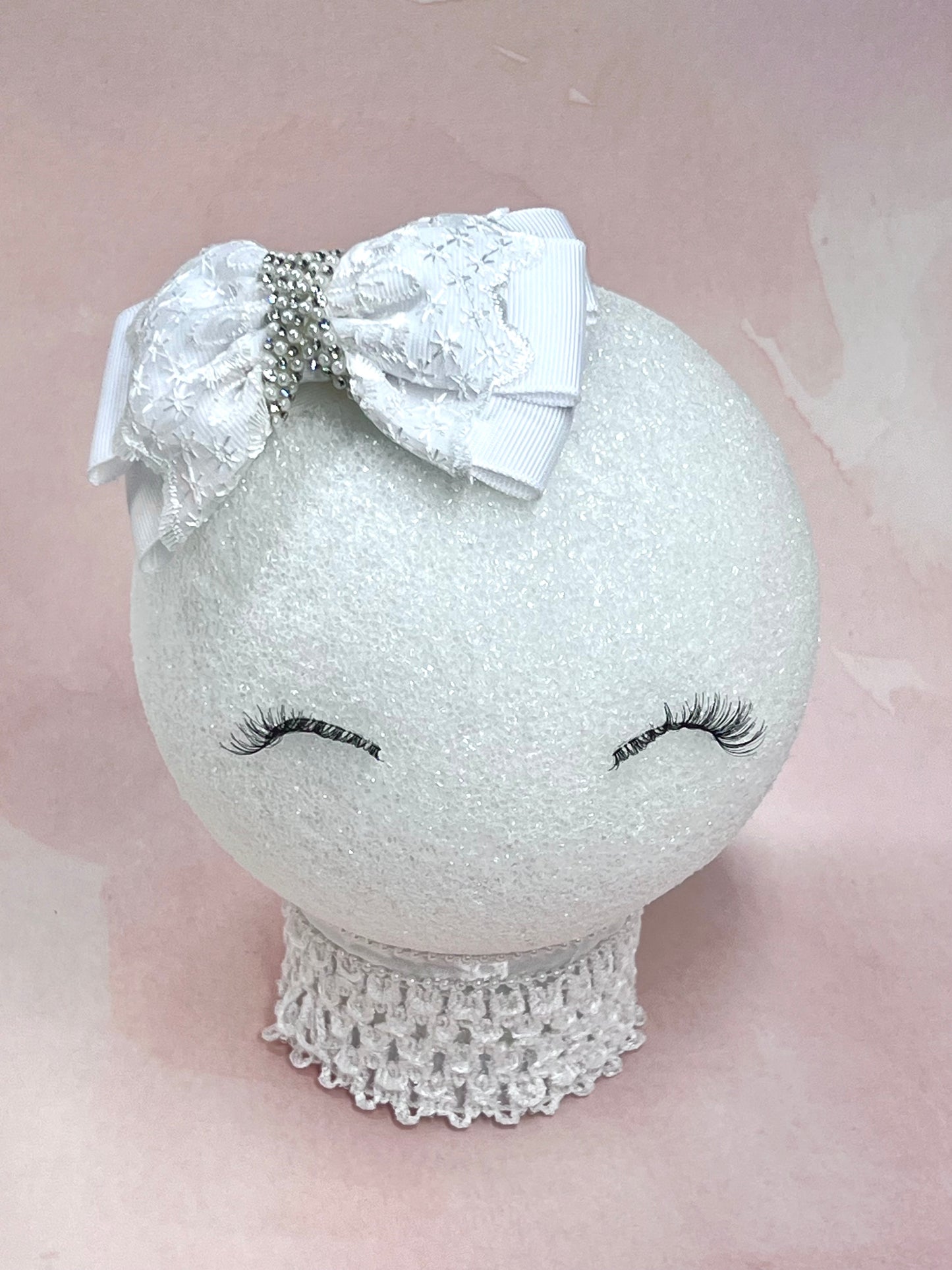 Delicate White Lace and Grosgrain Hair Clips Bow with Rhinestone Center – Wedding Hair Clips - Perfect for Special Moments - Wedding Hair Bow accessories