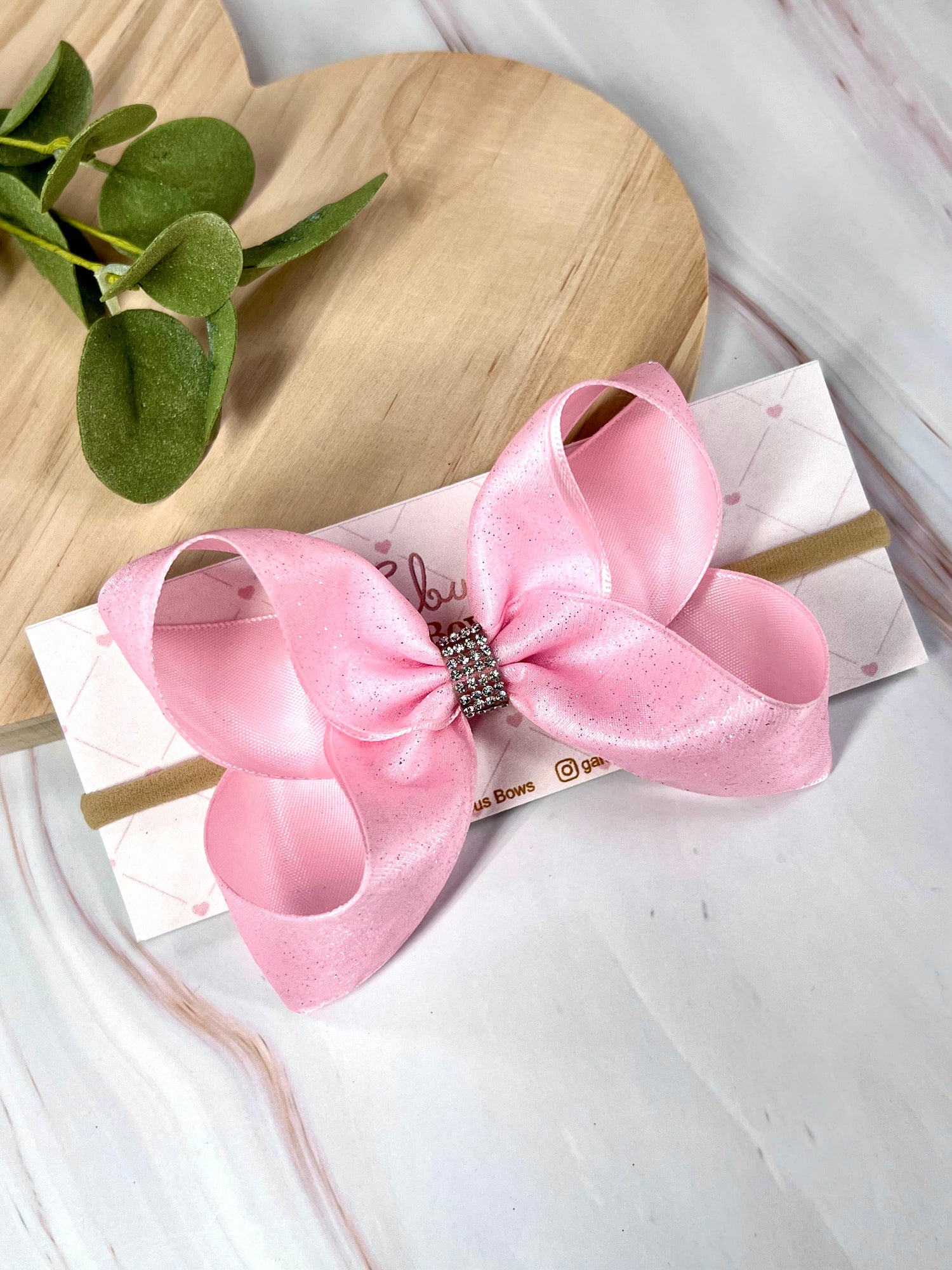 Sparkle Organza and Satin Bows with Crystal Rhinestone Accents - Handmade Baby Headbands