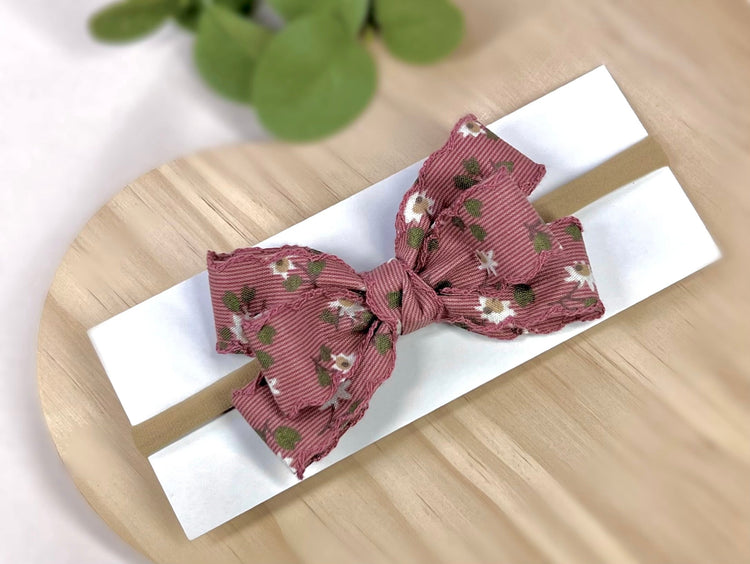 Vintage Inspired Floral Baby Headband Bow - Perfect for Everyday Charm