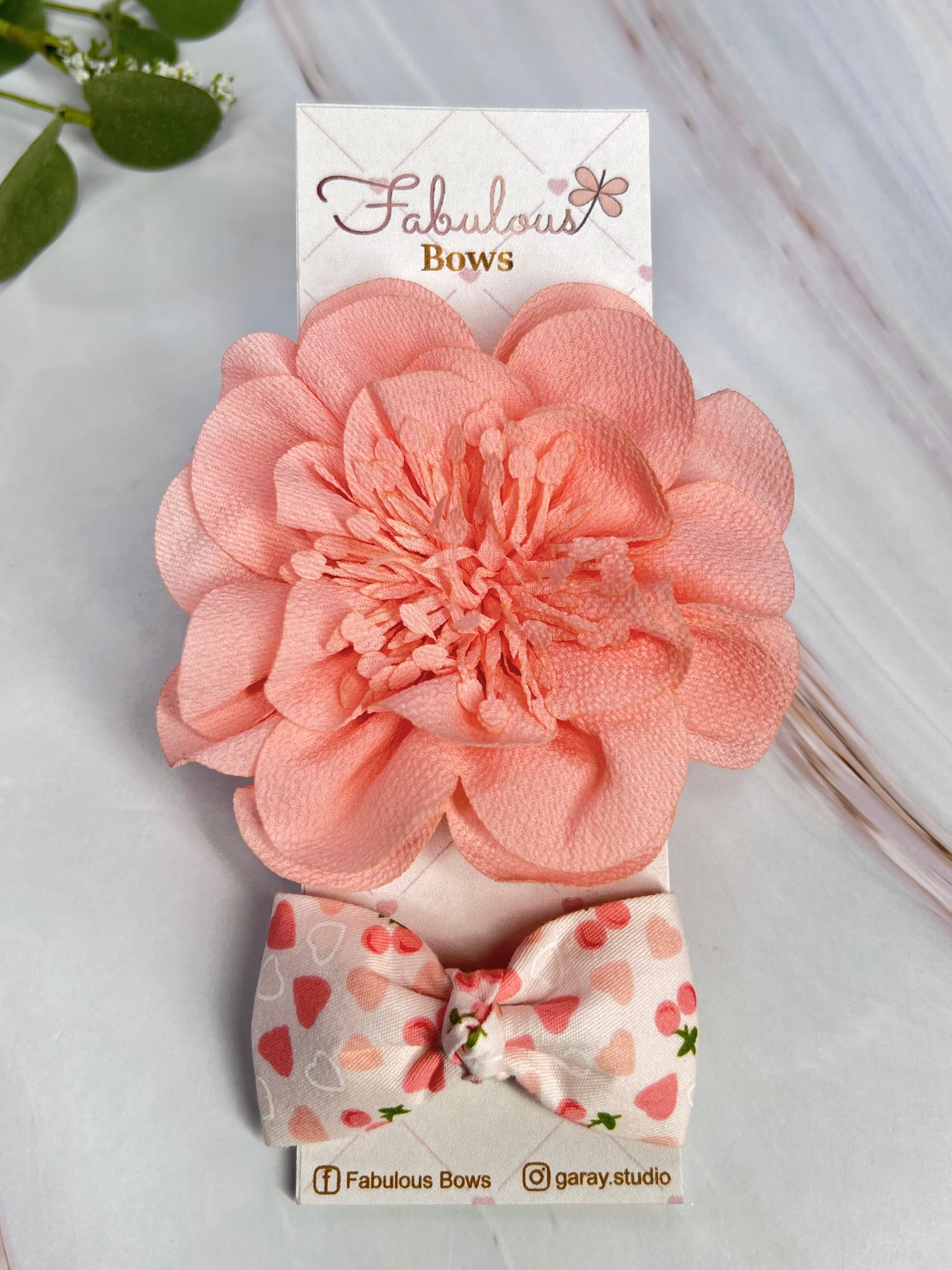 Soft Chiffon Flowers Headband Bows with Stylish Bow Tie - Set of Two