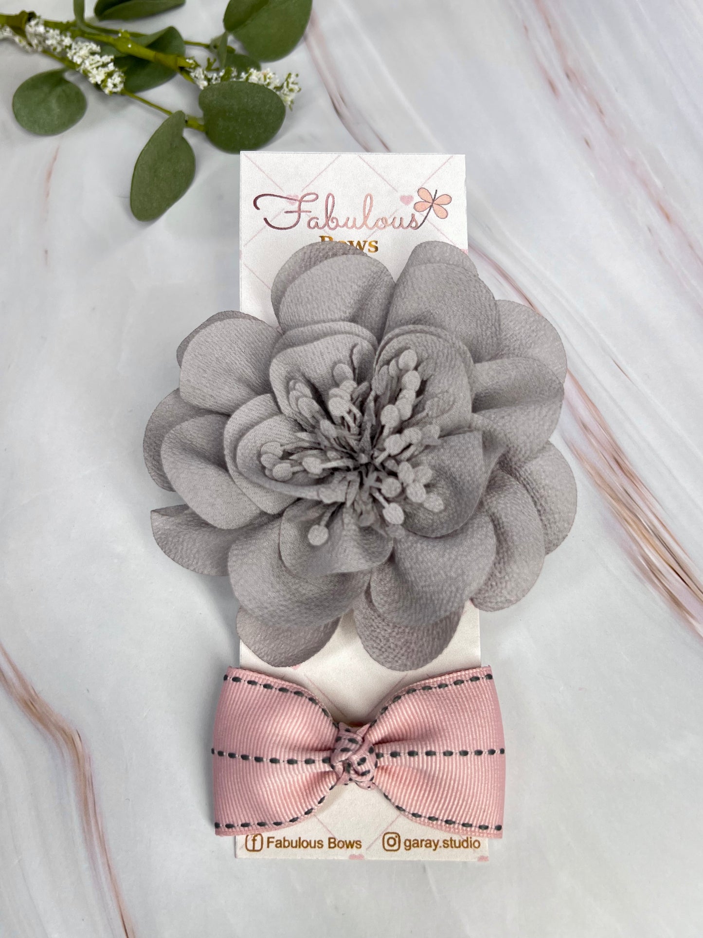 Soft Chiffon Flowers Headband Bows with Stylish Bow Tie - Set of Two