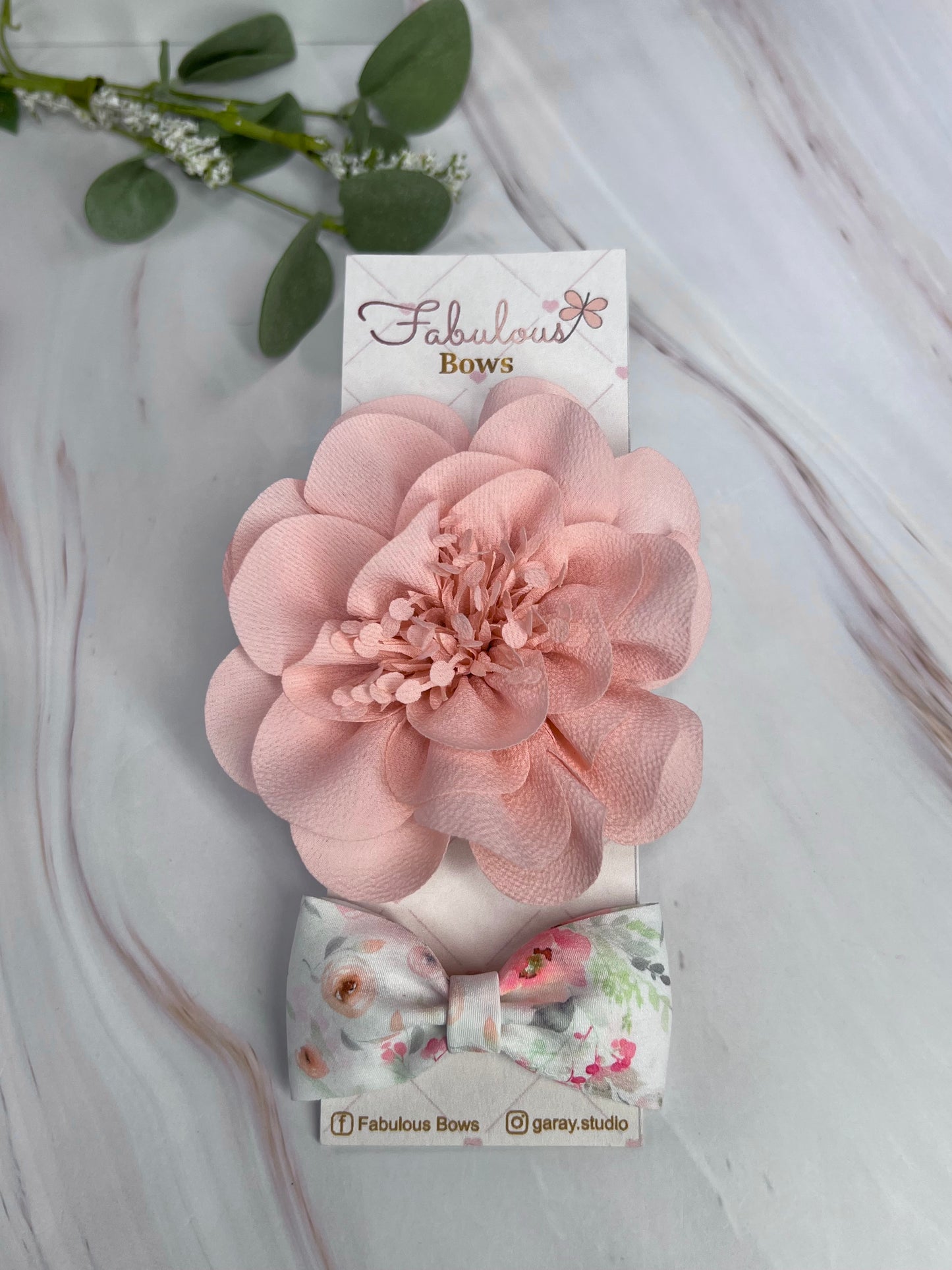 Soft Chiffon Flowers Headband Bows with Stylish Bow Tie - Set of Two