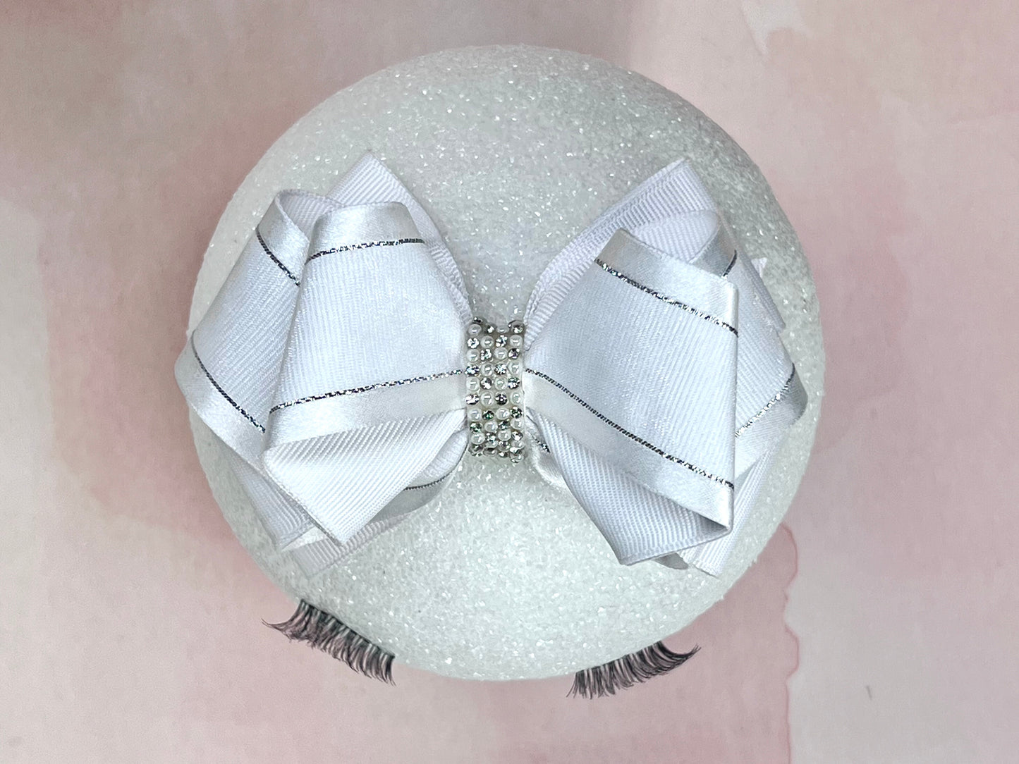 Classic White Satin and Organza Double Bow for Little Girls – Perfect for Weddings and Special Events - Wedding Hair Bow Accessories