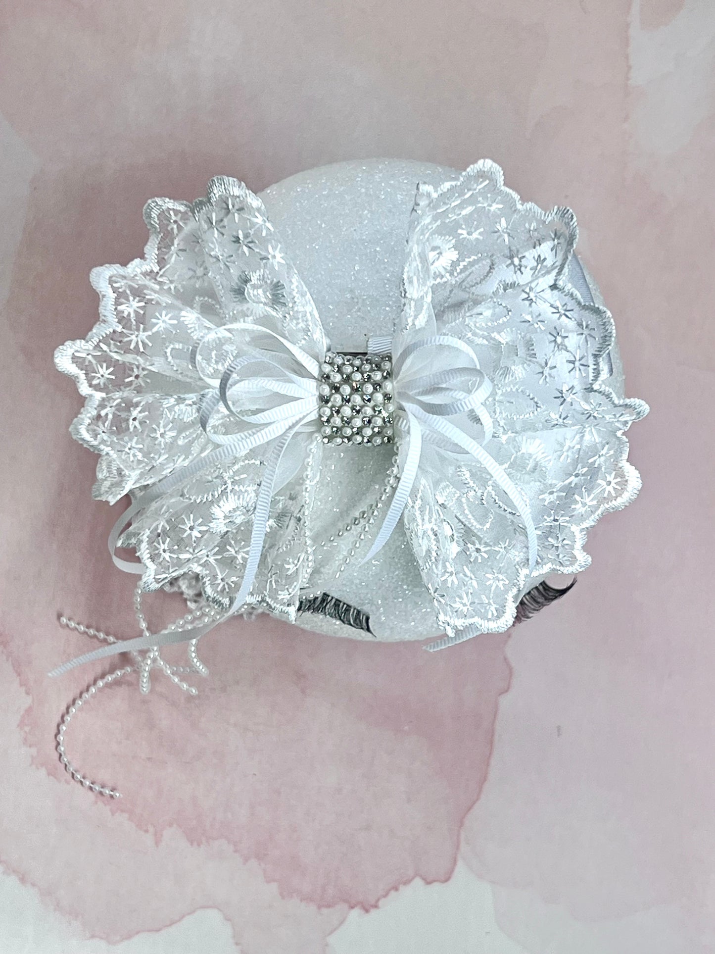 Delicate Lace and Pearl Hair Bow – Perfect for Flower Girls and Special Occasions - Wedding Hair Bow Accessories