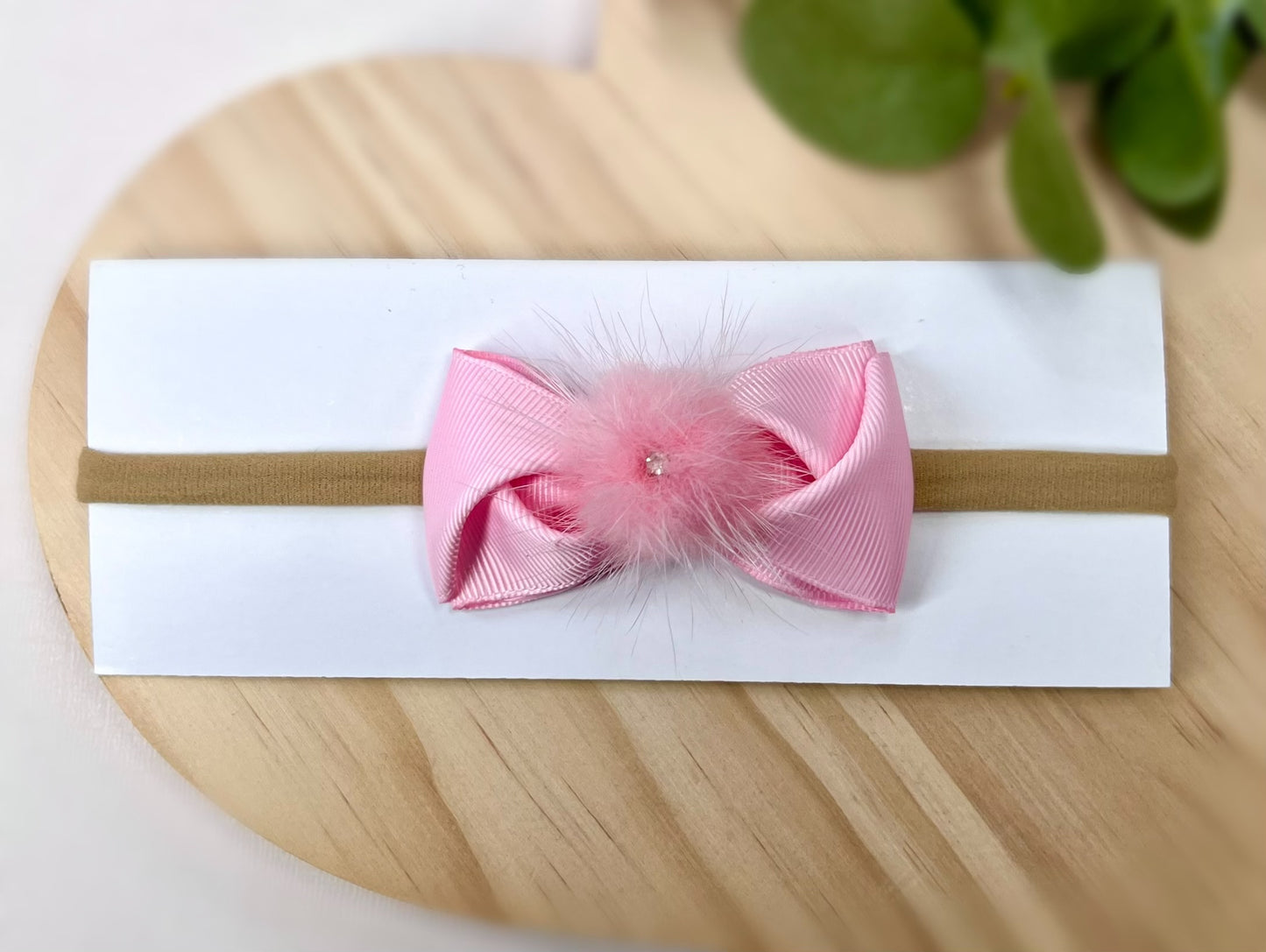 Elegant Fur Pom-Pom Bow Headbands – Soft and Stylish for Babies