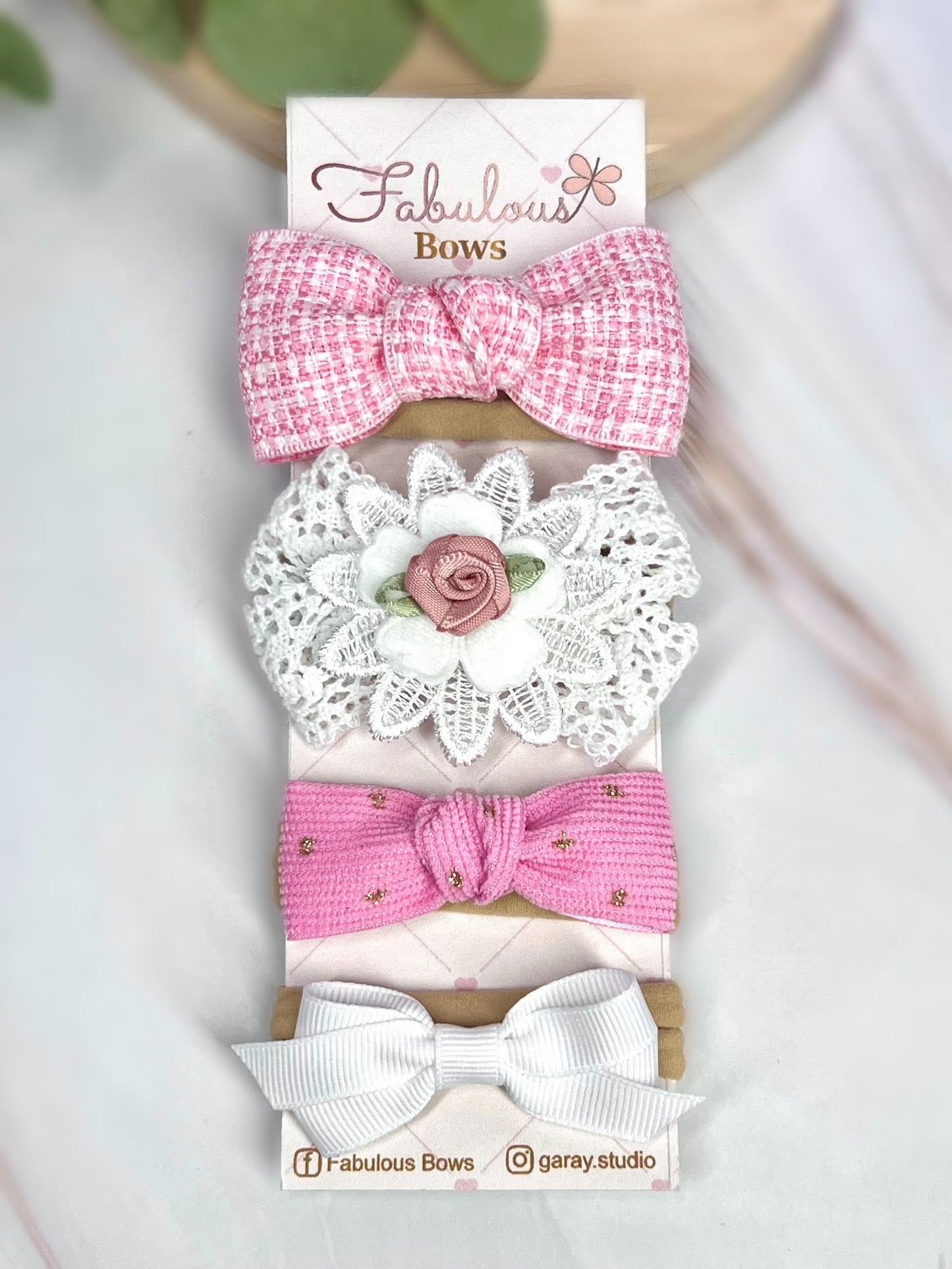 Handmade Baby Girl Hair Bows Set – Toddler Bows, Newborn Hair Accessories with Vintage Lace Bow – Perfect Gift for Baby Showers