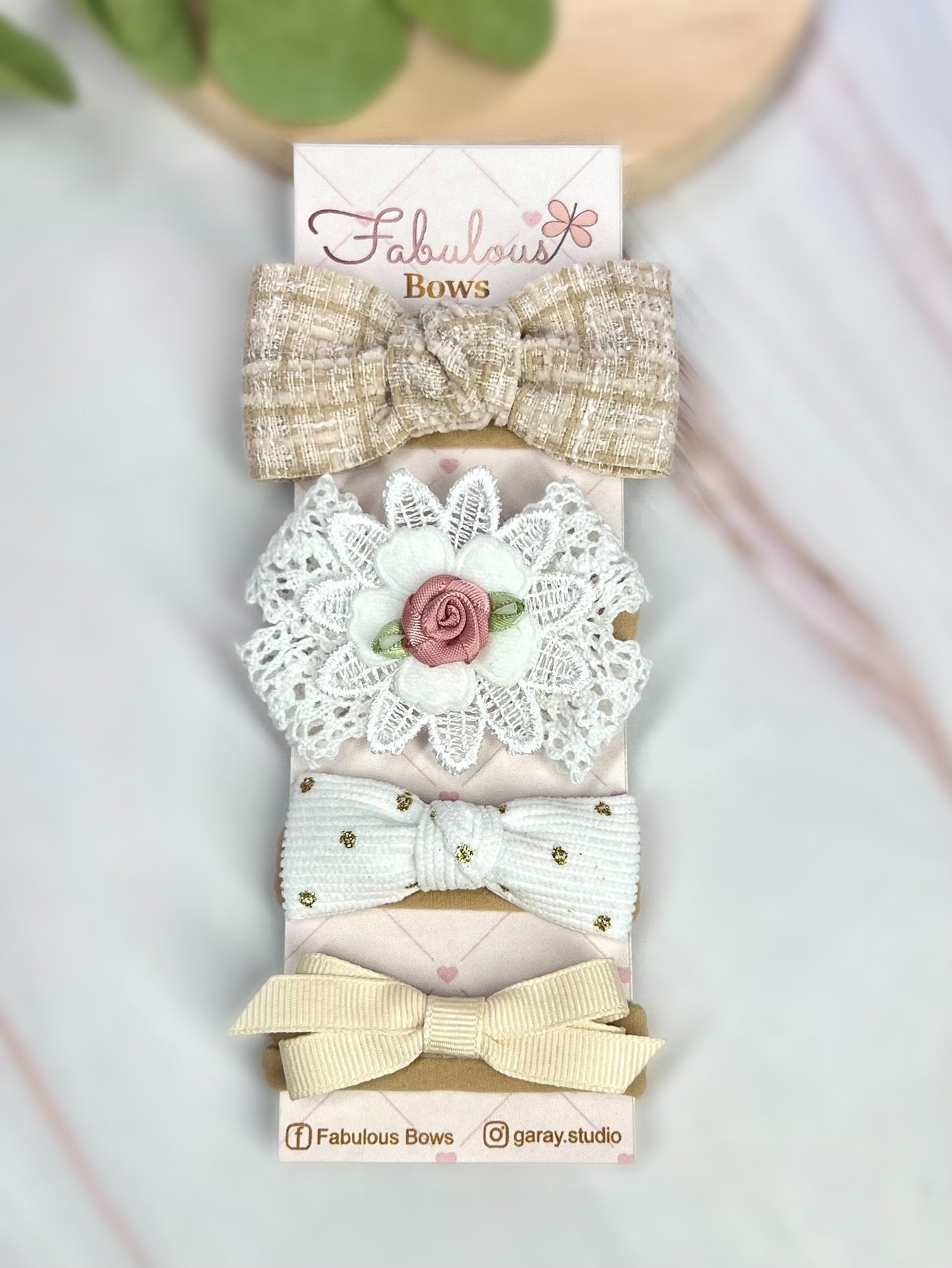 Handmade Baby Girl Hair Bows Set – Toddler Bows, Newborn Hair Accessories with Vintage Lace Bow – Perfect Gift for Baby Showers