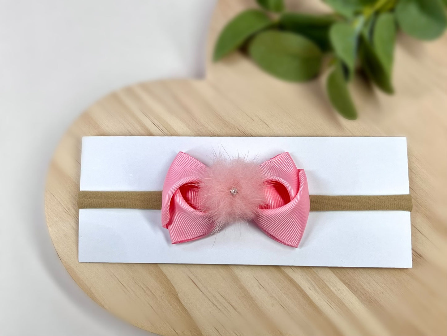 Elegant Fur Pom-Pom Bow Headbands – Soft and Stylish for Babies