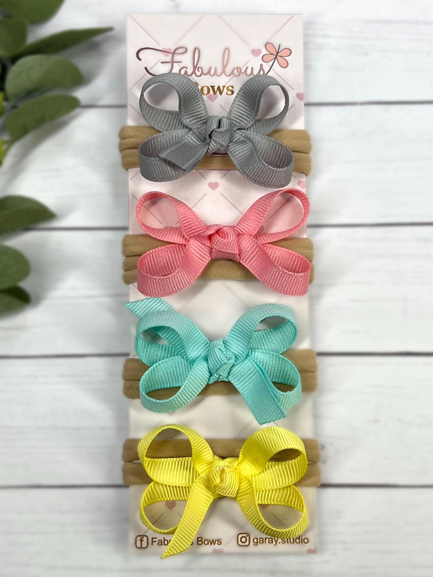 Exclusive Soft Nylon Baby Headbands – Set of 4 Mini Twisted Grosgrain Bows – Perfect for Everyday Use, Baby Showers, and Special Occasions