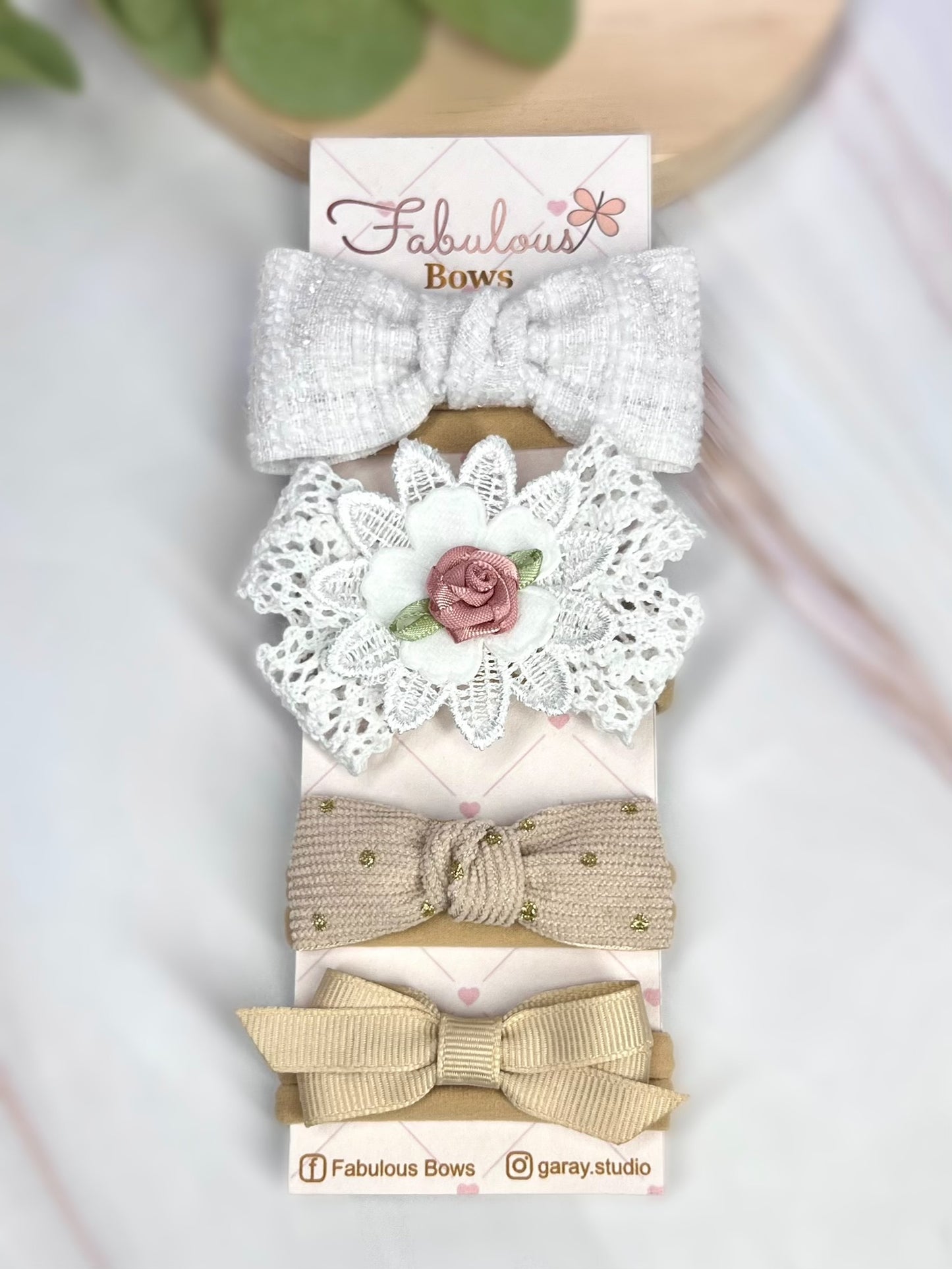 Handmade Baby Girl Hair Bows Set – Toddler Bows, Newborn Hair Accessories with Vintage Lace Bow – Perfect Gift for Baby Showers