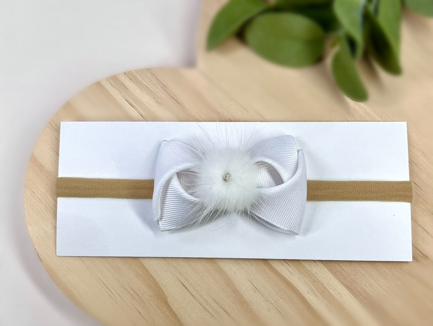 Elegant Fur Pom-Pom Bow Headbands – Soft and Stylish for Babies