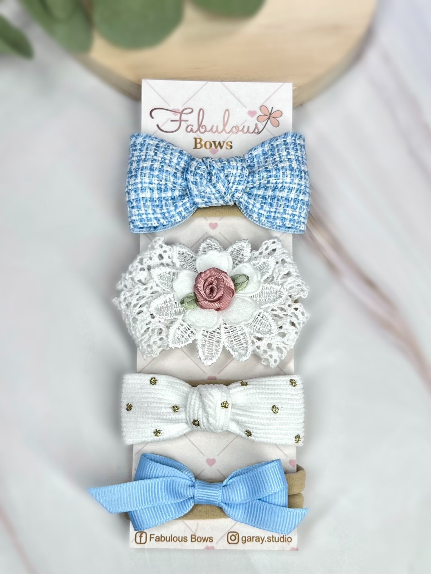 Handmade Baby Girl Hair Bows Set – Toddler Bows, Newborn Hair Accessories with Vintage Lace Bow – Perfect Gift for Baby Showers