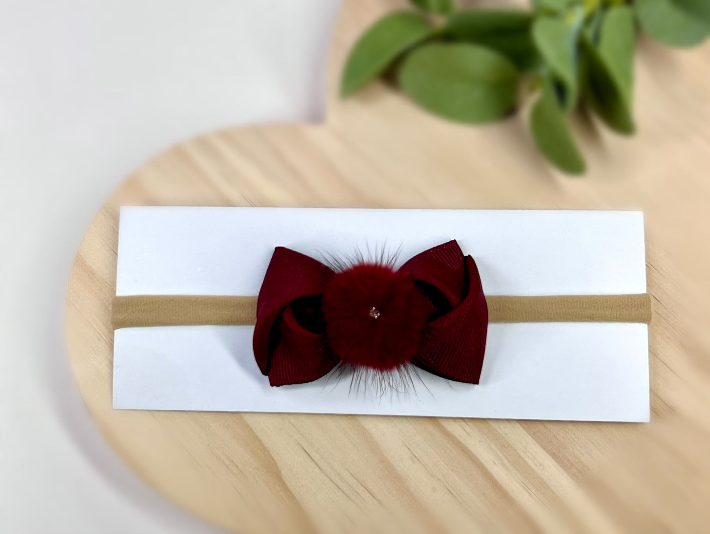 Elegant Fur Pom-Pom Bow Headbands – Soft and Stylish for Babies