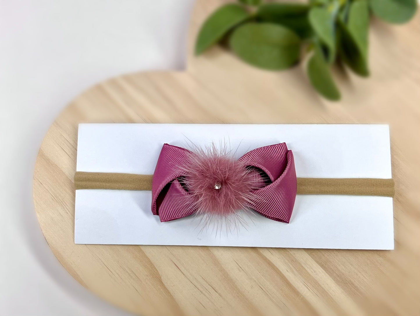 Elegant Fur Pom-Pom Bow Headbands – Soft and Stylish for Babies