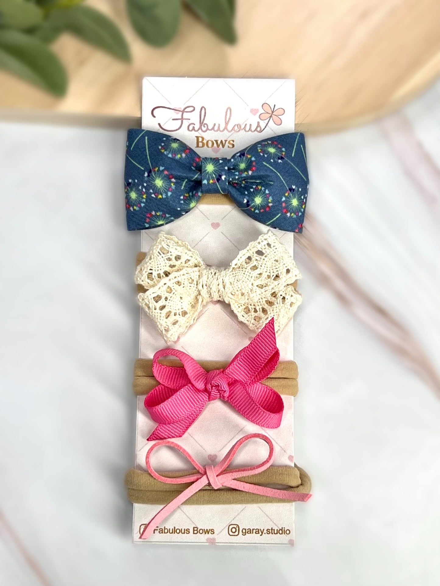 Vintage Floral Baby Headband Collection – Delicate Lace and Timeless Ribbon Bows (4-Pack)