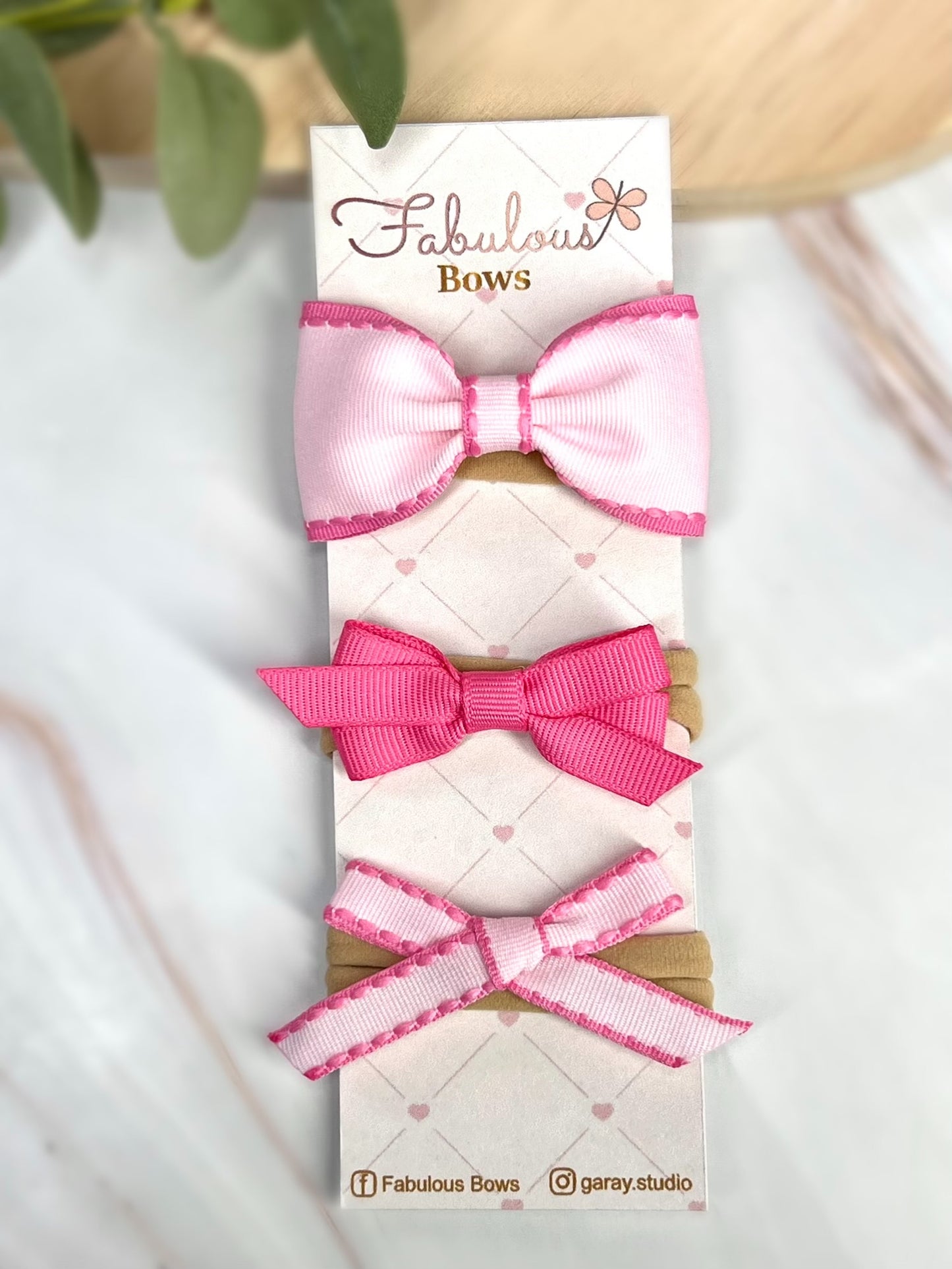 Elegant Baby Headband Collection with Edge Dotted Line Ribbon – Pastels, Pinks, and Timeless Neutrals (3-Pack Sets)