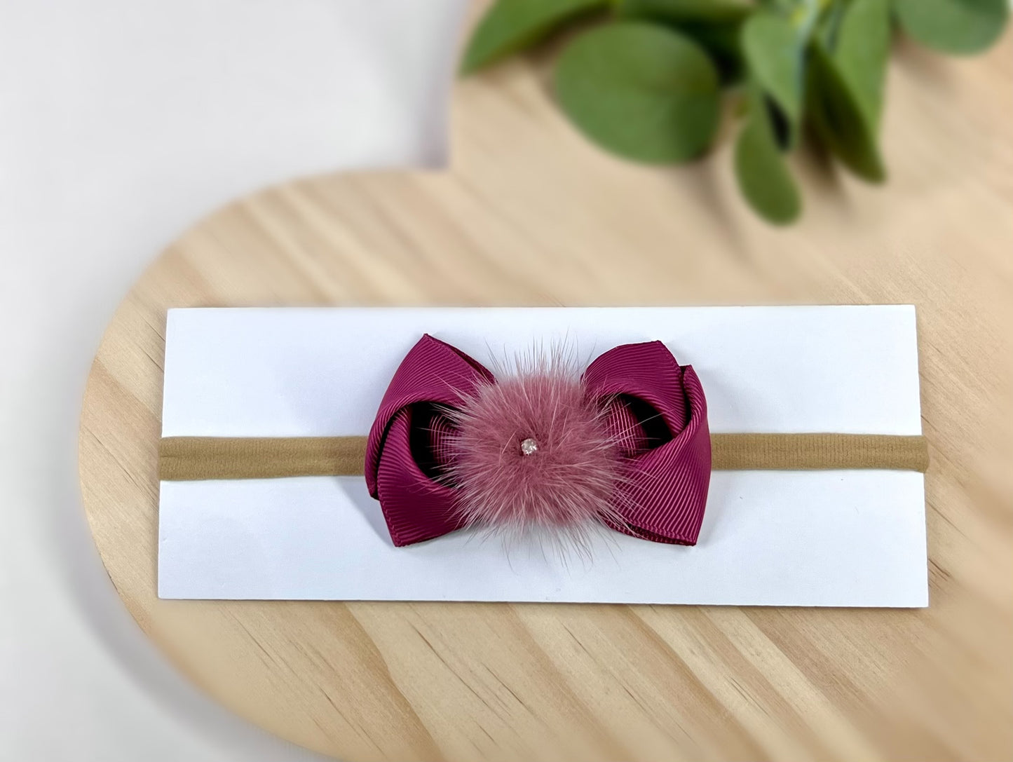 Elegant Fur Pom-Pom Bow Headbands – Soft and Stylish for Babies