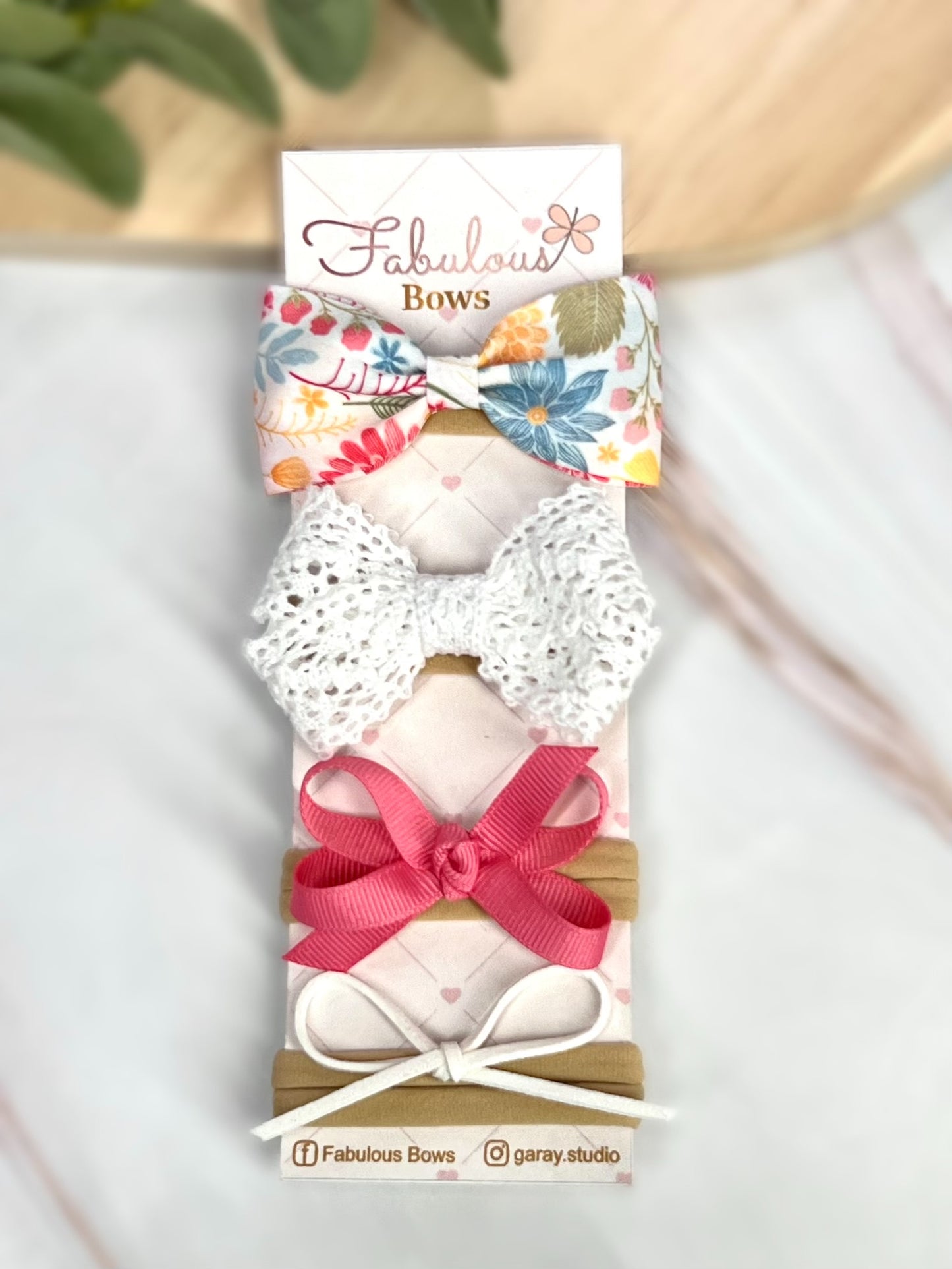 Vintage Floral Baby Headband Collection – Delicate Lace and Timeless Ribbon Bows (4-Pack)